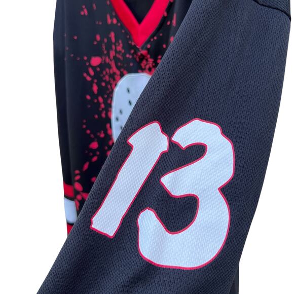 Friday the 13th Jason Voorhees Blood Splattered Hockey Jersey Horror Adult L - Picture 5 of 10
